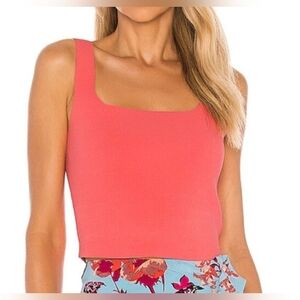 Ladies A.L.C. Victoria Knit Top  Cropped Square Neck Tank Top Blouse Shell LRG